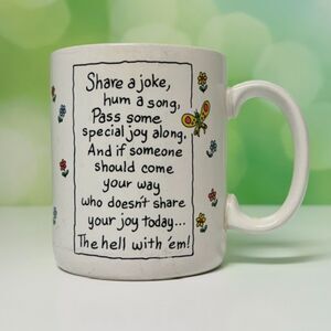 Vintage Shoebox Greetings Hallmark Funny Floral Coffee Mug “The Hell With ’Em”